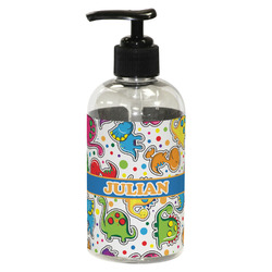 Dinosaur Print Plastic Soap / Lotion Dispenser (8 oz - Small - Black) (Personalized)