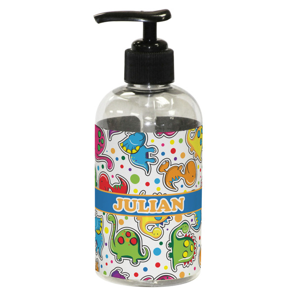 Custom Dinosaur Print Plastic Soap / Lotion Dispenser (8 oz - Small - Black) (Personalized)