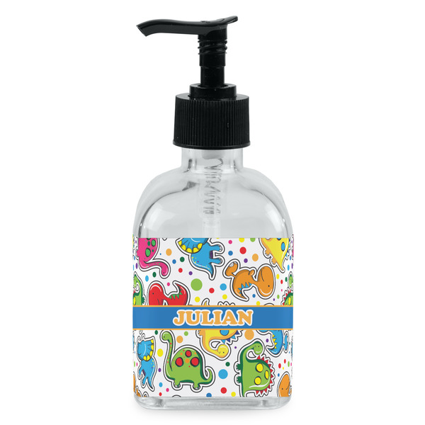 Custom Dinosaur Print Glass Soap & Lotion Bottle - Single Bottle (Personalized)