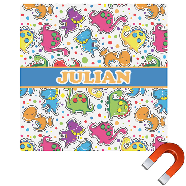 Custom Dinosaur Print Square Car Magnet - 6" (Personalized)