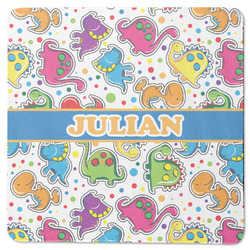 Dinosaur Print Square Rubber Backed Coaster (Personalized)