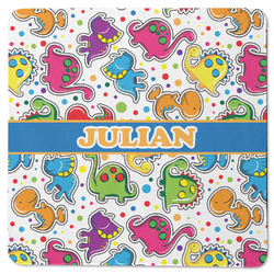 Dinosaur Print Square Rubber Backed Coaster (Personalized)