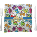Dinosaur Print 9.5" Glass Square Lunch / Dinner Plate- Single or Set of 4 (Personalized)