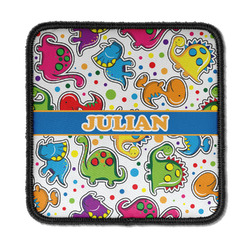 Dinosaur Print Iron On Square Patch w/ Name or Text