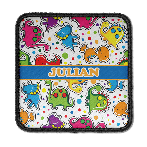 Custom Dinosaur Print Iron On Square Patch w/ Name or Text