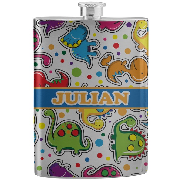 Custom Dinosaur Print Stainless Steel Flask (Personalized)