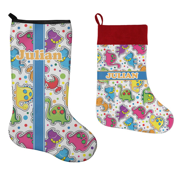 Dinosaur Print Stockings - Side by Side compare