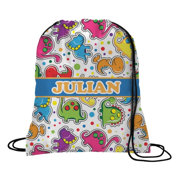 Custom Dinosaur Print Drawstring Backpack (Personalized)