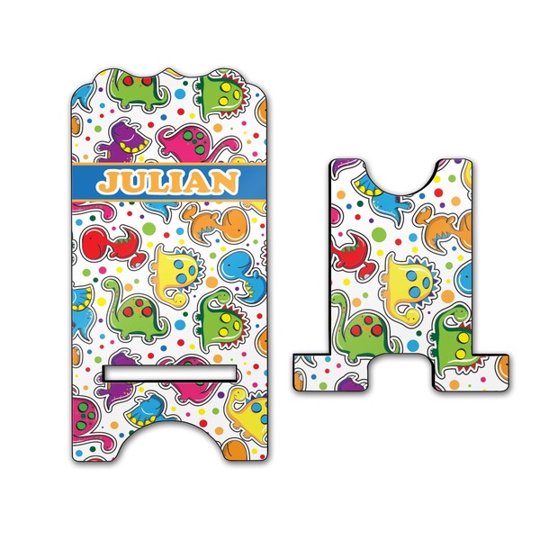 Dinosaur Print Stylized Phone Stand - Front & Back - Large