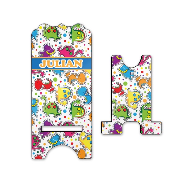 Dinosaur Print Stylized Phone Stand - Front & Back - Small