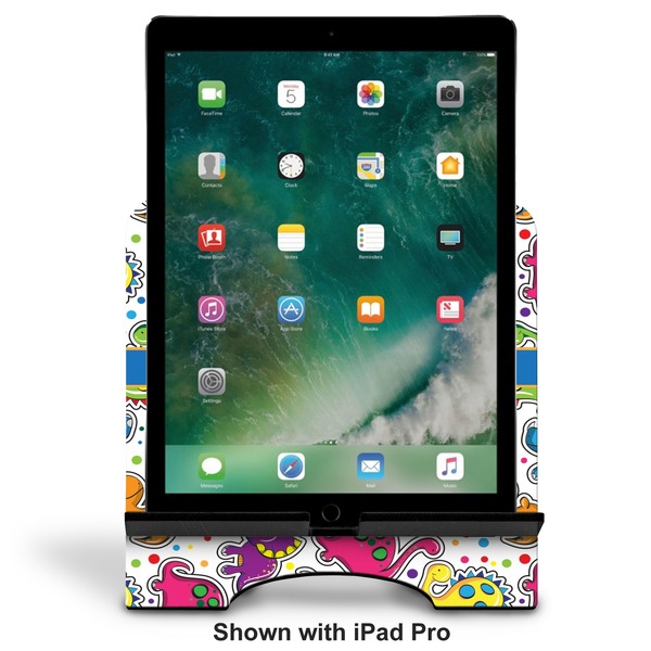 Dinosaur Print Stylized Tablet Stand - Front with ipad