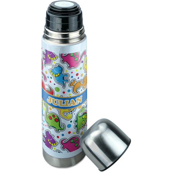 Dinosaur Print Thermos - Lid Off