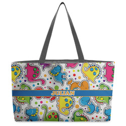 Dinosaur Print Beach Totes Bag - w/ Black Handles (Personalized)