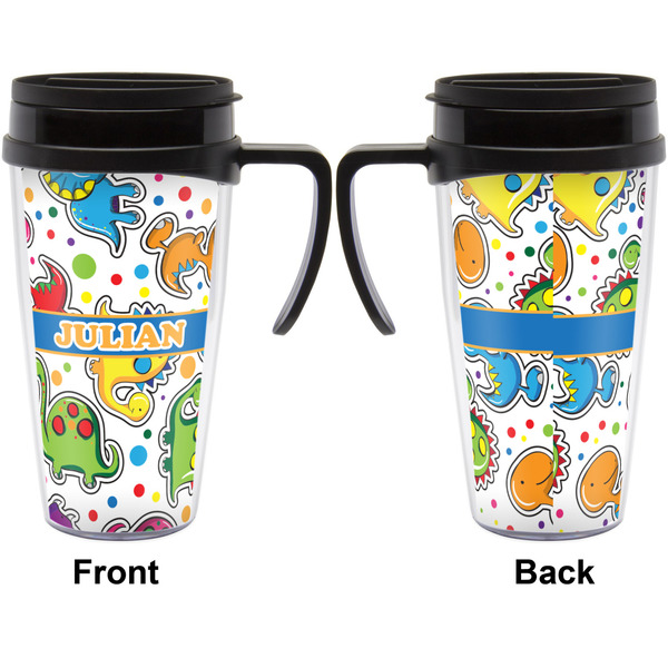 Dinosaur Print Travel Mug with Black Handle - Approval