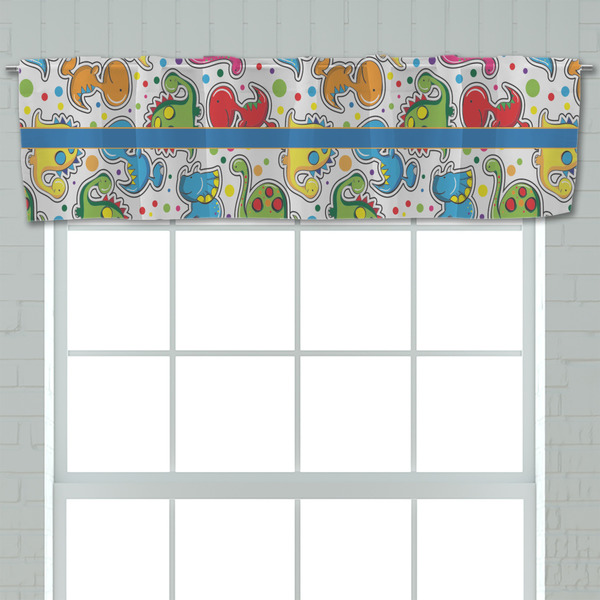 Dinosaur Print Valance - Closeup on window