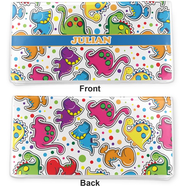 Dinosaur Print Vinyl Check Book Cover - Front and Back