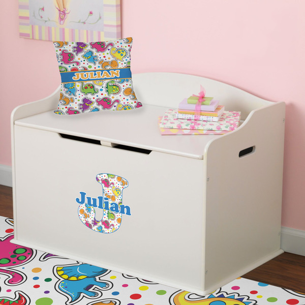 Dinosaur Print Wall Name & Initial Small on Toy Chest