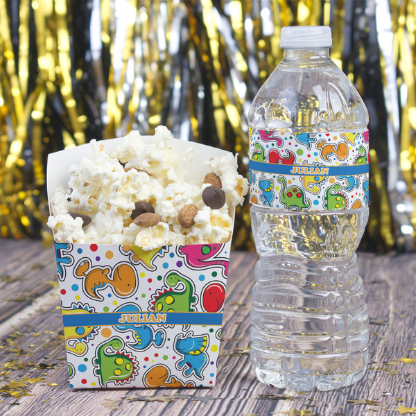 Dinosaur Print Water Bottle Label - w/ Favor Box