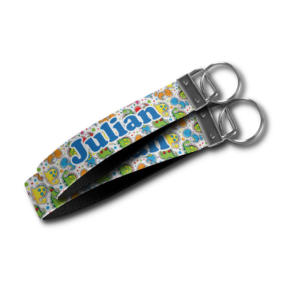 Dinosaur Print Webbing Keychain FOBs - Size Comparison