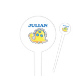 Dinosaur Print 4" Round Plastic Food Picks - White - Single Sided (Personalized)