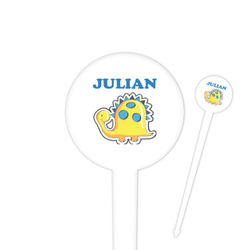 Dinosaur Print 4" Round Plastic Food Picks - White - Single Sided (Personalized)