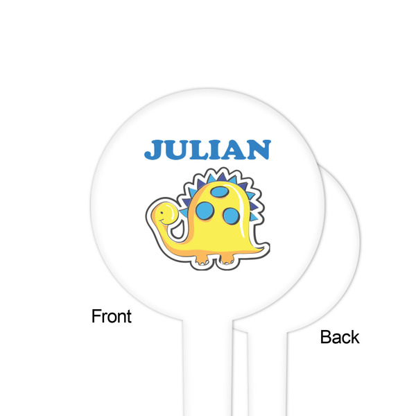 Dinosaur Print White Plastic 4" Food Pick - Round - Single Sided - Front & Back