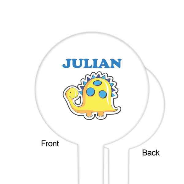 Dinosaur Print White Plastic 6" Food Pick - Round - Single Sided - Front & Back