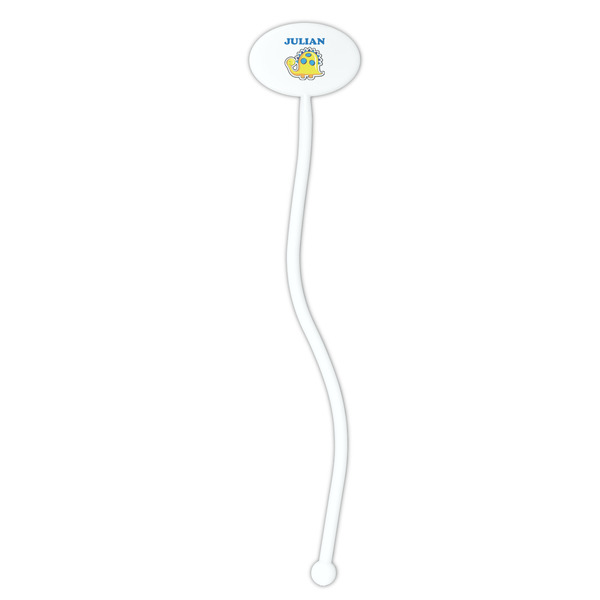 Dinosaur Print White Plastic 7" Stir Stick - Oval - Single Stick