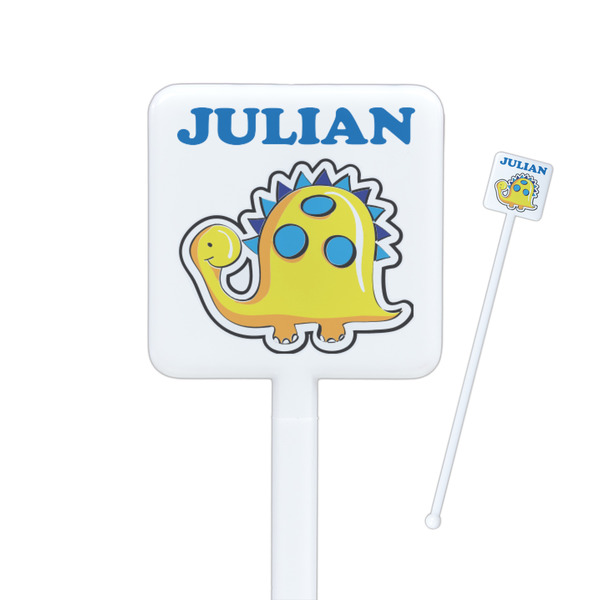 Custom Dinosaur Print Square Plastic Stir Sticks (Personalized)