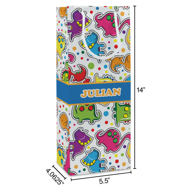 Dinosaur Print Wine Gift Bag - Dimensions
