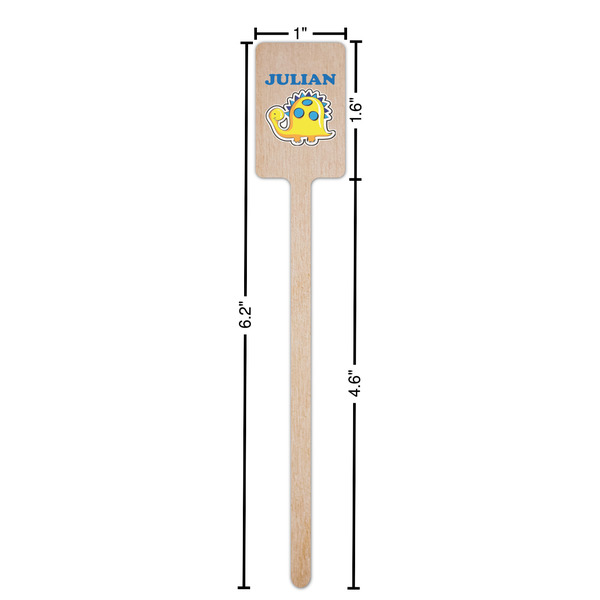 Dinosaur Print Wooden 6.25" Stir Stick - Rectangular - Dimensions