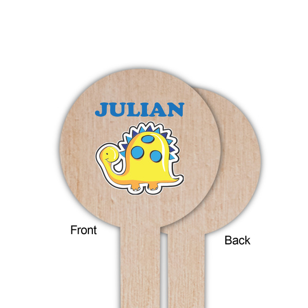 Dinosaur Print Wooden 6" Food Pick - Round - Single Sided - Front & Back