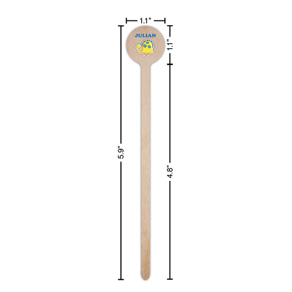 Dinosaur Print Wooden 6" Stir Stick - Round - Dimensions