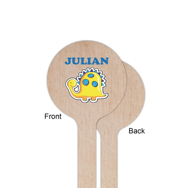 Dinosaur Print Wooden 6" Stir Stick - Round - Single Sided - Front & Back