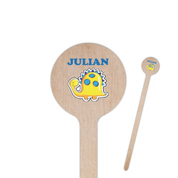 Dinosaur Print 7.5" Round Wooden Stir Sticks - Single Sided (Personalized)
