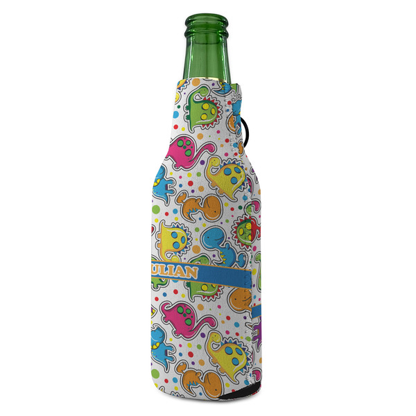 Dinosaur Print Zipper Bottle Cooler - ANGLE (bottle)