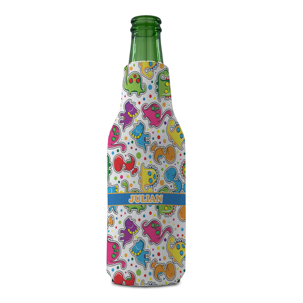Dinosaur Print Zipper Bottle Cooler - FRONT (bottle)