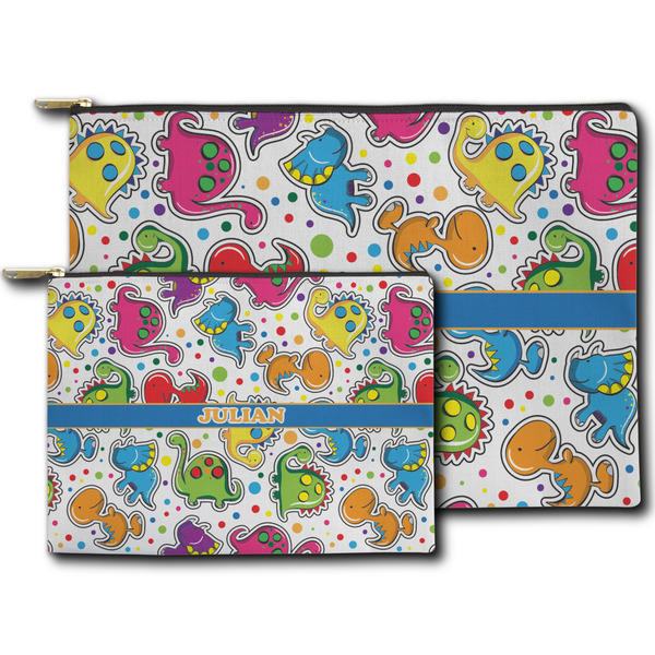 Dinosaur Print Zippered Pouches - Size Comparison