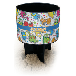Dinosaur Print Black Beach Spiker Drink Holder (Personalized)