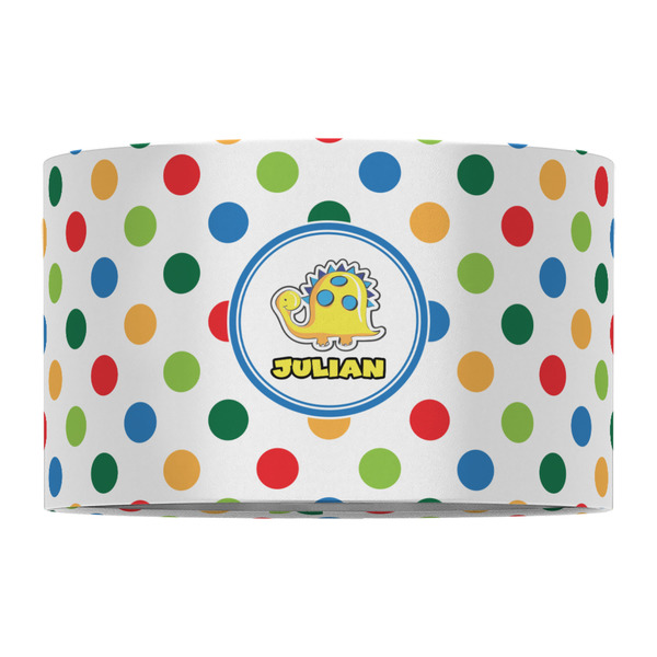 Dots & Dinosaur 12" Drum Lampshade - FRONT (Fabric)
