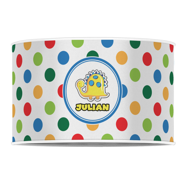 Dots & Dinosaur 12" Drum Lampshade - FRONT (Poly Film)