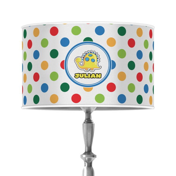 Custom Dots & Dinosaur 12" Drum Lamp Shade - Poly-film (Personalized)