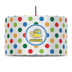 Dots & Dinosaur 12" Drum Pendant Lamp - Fabric (Personalized)