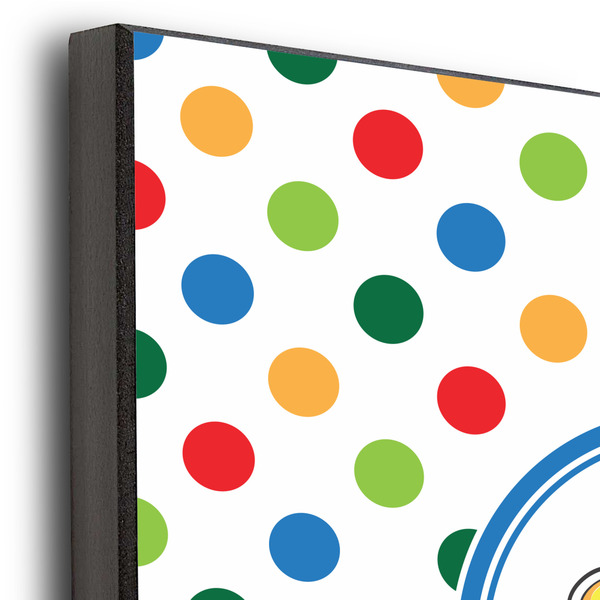 Dots & Dinosaur 12x12 Wood Print - Closeup