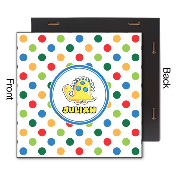 Dots & Dinosaur 12x12 Wood Print - Front & Back View