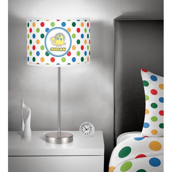 Dots & Dinosaur 13 inch drum lamp shade - in room