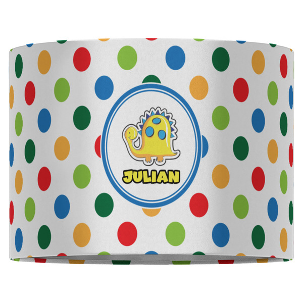 Dots & Dinosaur 16" Drum Lampshade - FRONT (Fabric)