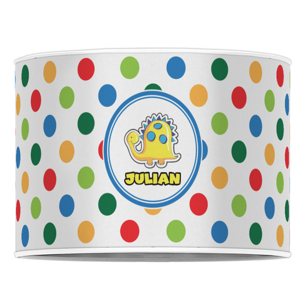 Dots & Dinosaur 16" Drum Lampshade - FRONT (Poly Film)