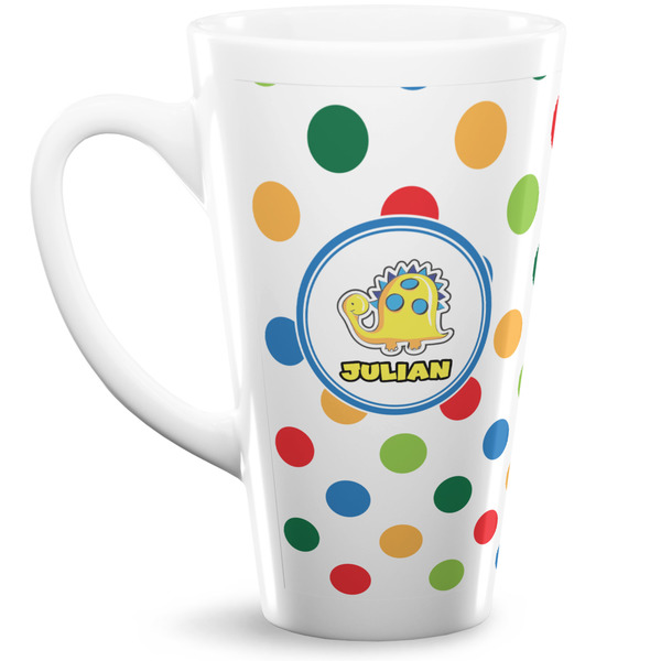 Custom Dots & Dinosaur 16 Oz Latte Mug (Personalized)