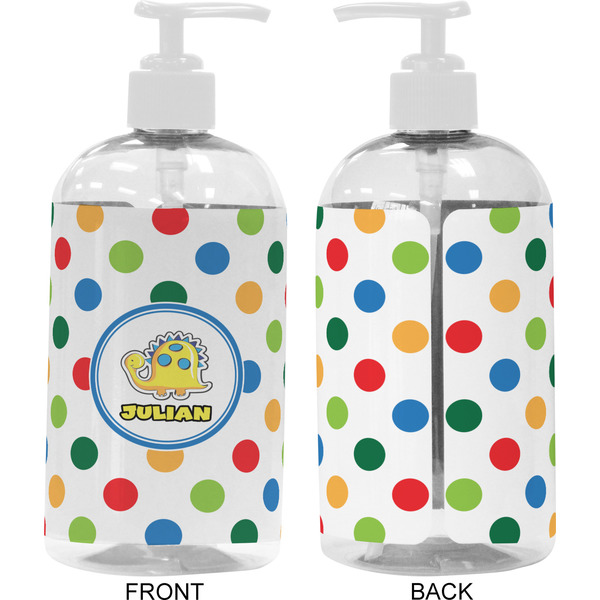 Dots & Dinosaur 16 oz Plastic Liquid Dispenser- Approval- White